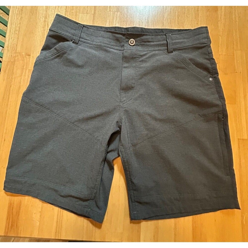 Kuhl Men's Gray Cargo Shorts Lightweight Nylon Logo Pockets Size 35" Waist
